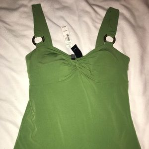 Bisou Bisou olive green tank w/ gold accents- LG